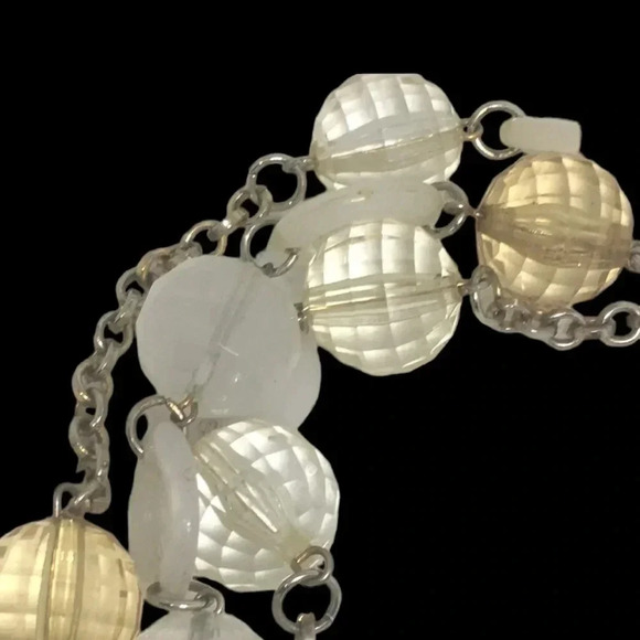 Vintage Faceted Clear Bead Lucite Station Necklace - Picture 2 of 5